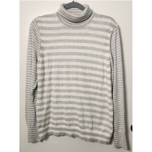 Banana Republic Semi-Fitted XL Pima Cotton Cashmere Gray Striped Turtleneck LS